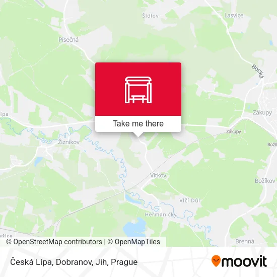 Карта Česká Lípa, Dobranov, Jih