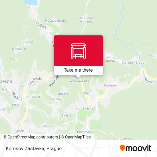 Карта Kořenov Zastávka