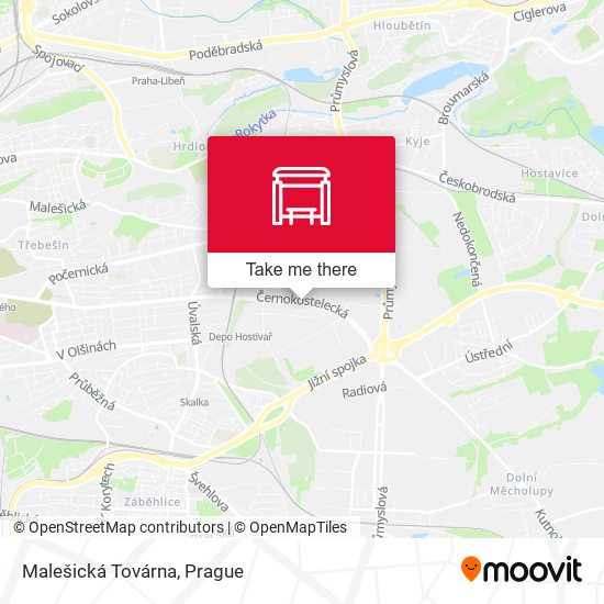Malešická Továrna map