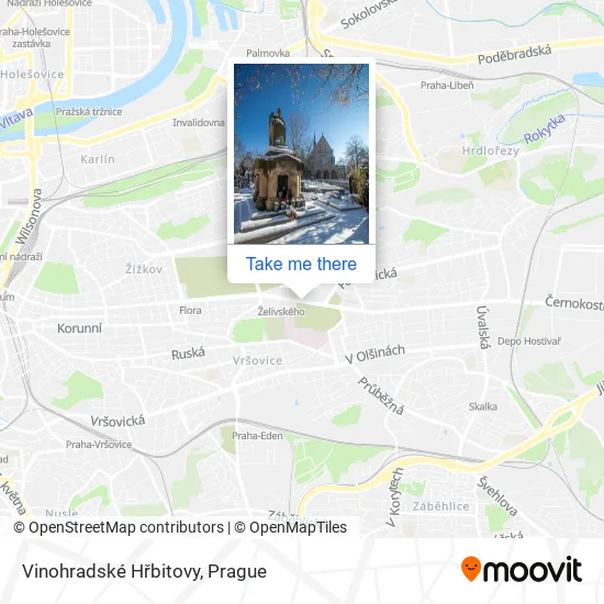 Карта Vinohradské Hřbitovy