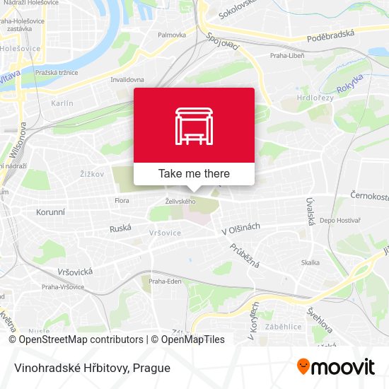 Vinohradské Hřbitovy map