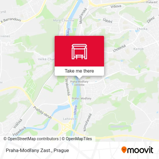 Карта Praha-Modřany Zast.
