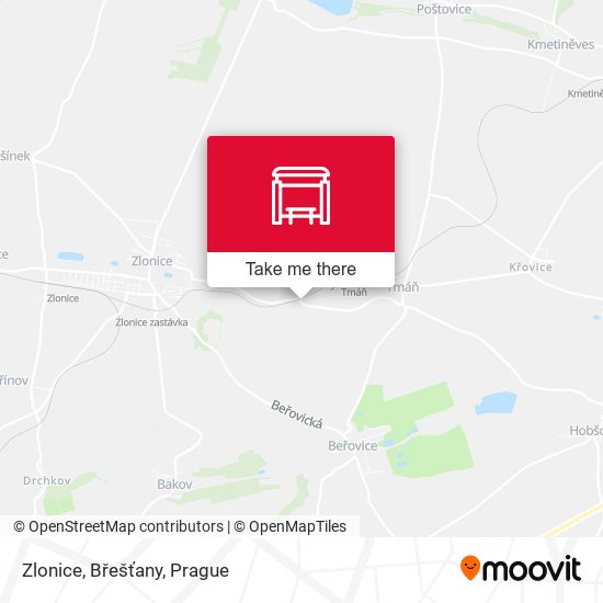 Zlonice, Břešťany map