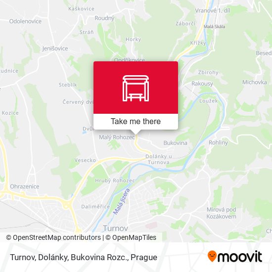Карта Turnov, Dolánky, Bukovina Rozc.