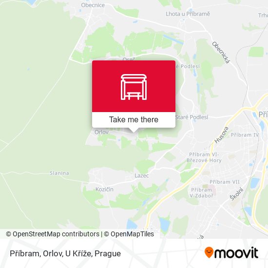Příbram, Orlov, U Kříže map