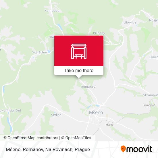Карта Mšeno, Romanov, Na Rovinách