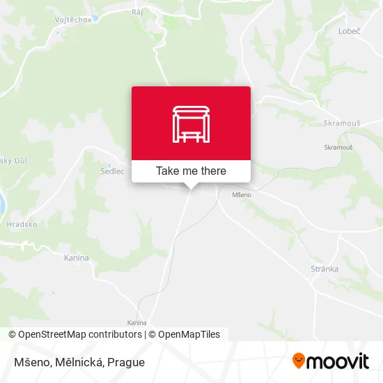 Карта Mšeno, Mělnická