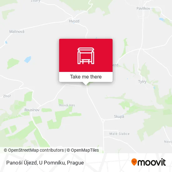 Карта Panoší Újezd, U Pomníku