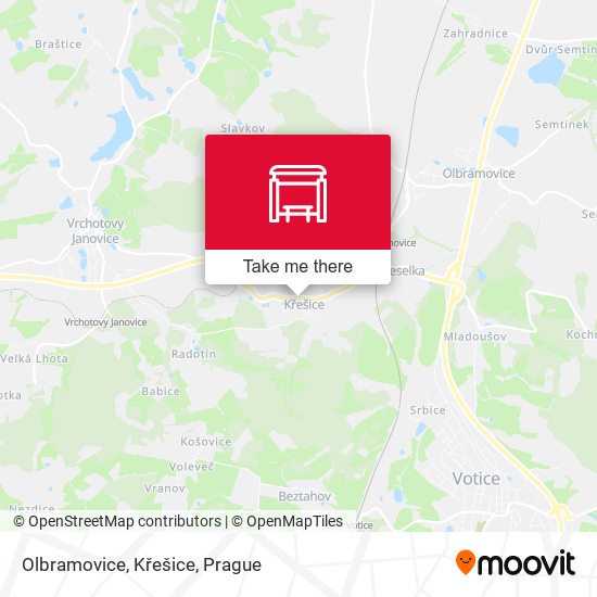 Olbramovice, Křešice map