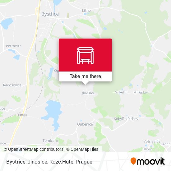 Bystřice, Jinošice, Rozc.Hutě map