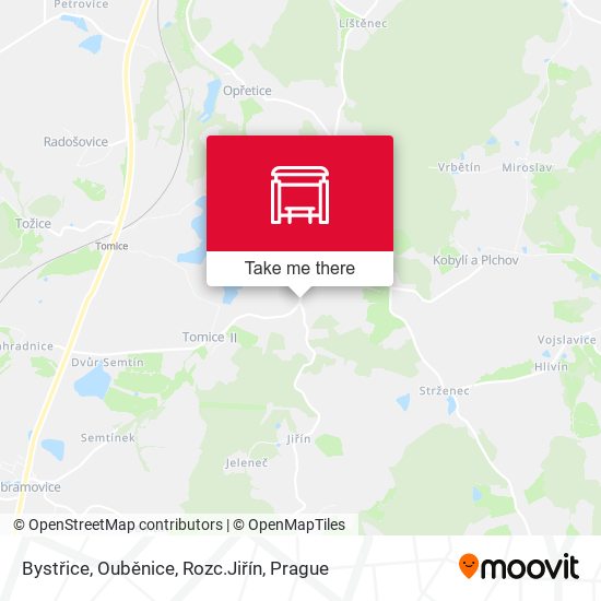 Bystřice, Ouběnice, Rozc.Jiřín map
