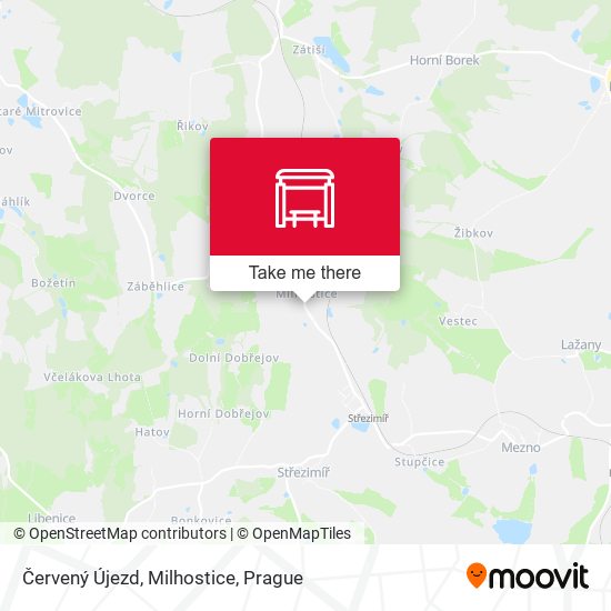 Карта Červený Újezd, Milhostice