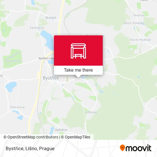 Карта Bystřice, Líšno