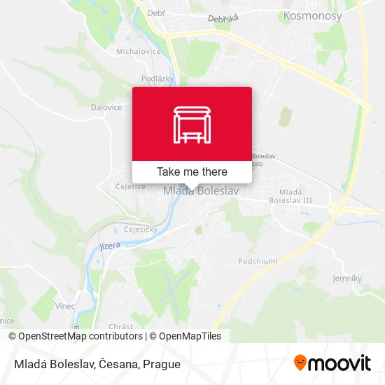 Карта Mladá Boleslav, Česana