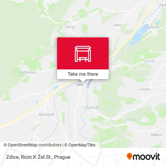 Карта Zdice, Rozc.K Žel.St.