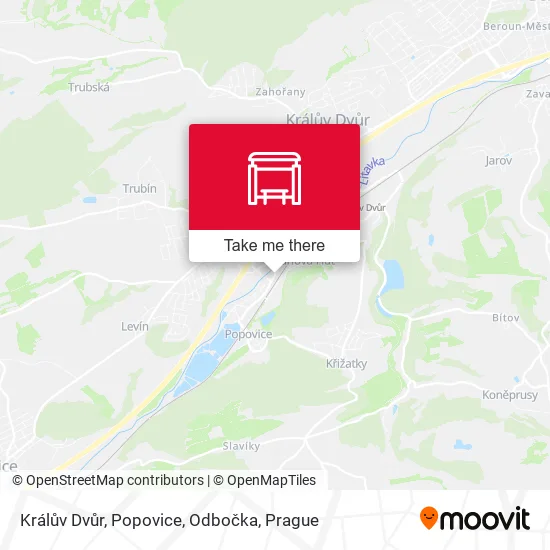 Карта Králův Dvůr, Popovice, Odbočka