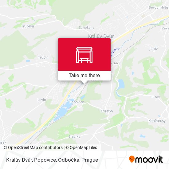 Карта Králův Dvůr, Popovice, Odbočka
