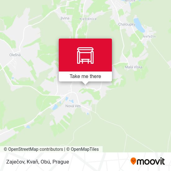 Карта Zaječov, Kvaň, Obú