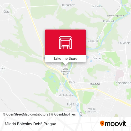 Карта Mladá Boleslav-Debř