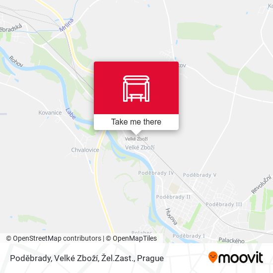 Poděbrady, Velké Zboží, Žel.Zast. map