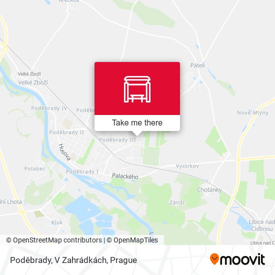 Poděbrady, V Zahrádkách map