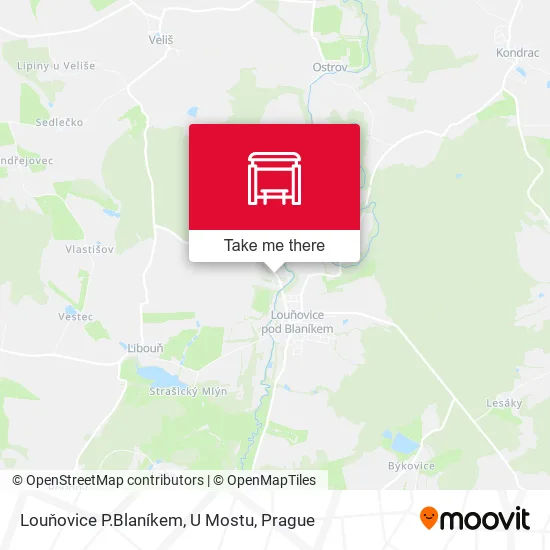 Карта Louňovice P.Blaníkem, U Mostu