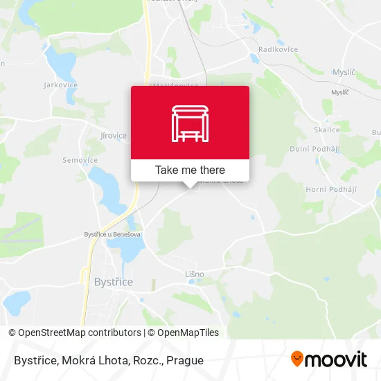 Карта Bystřice, Mokrá Lhota, Rozc.