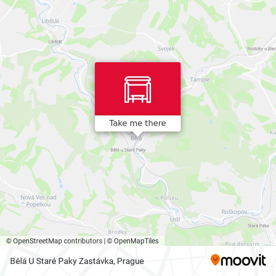 Bělá U Staré Paky Zastávka map