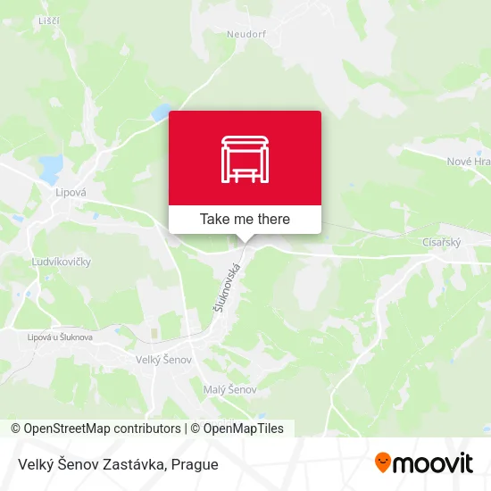 Карта Velký Šenov Zastávka