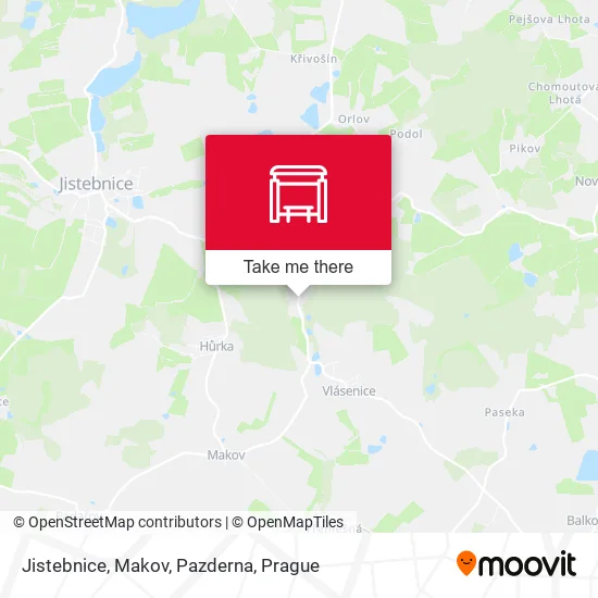 Карта Jistebnice, Makov, Pazderna