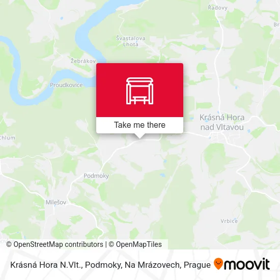 Карта Krásná Hora N.Vlt., Podmoky, Na Mrázovech