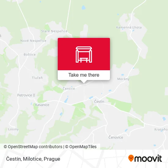 Карта Čestín, Milotice