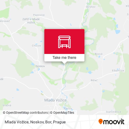 Mladá Vožice, Noskov, Bor map