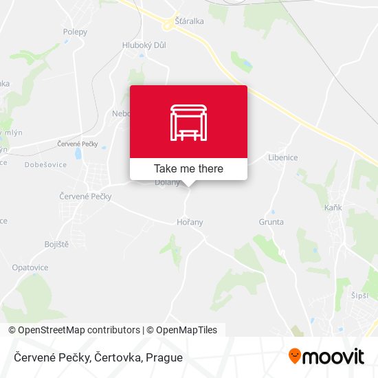 Červené Pečky, Čertovka map