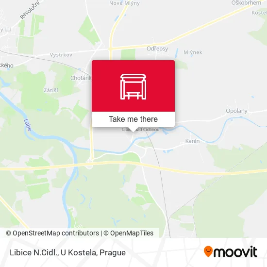 Карта Libice N.Cidl., U Kostela
