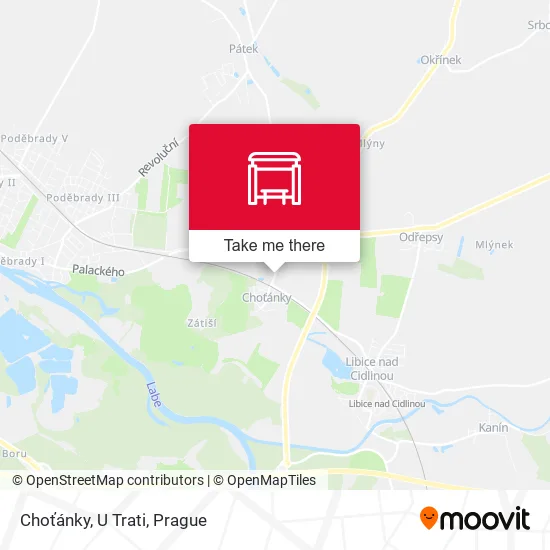 Карта Choťánky, U Trati