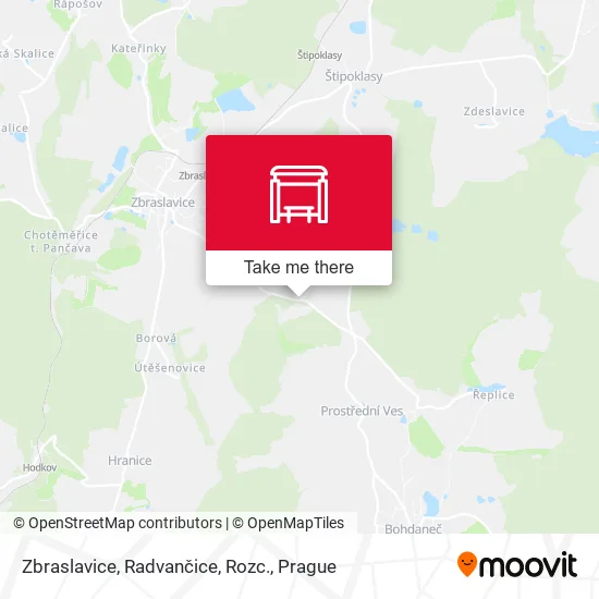 Карта Zbraslavice, Radvančice, Rozc.
