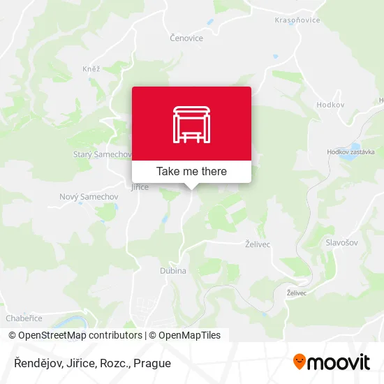 Карта Řendějov, Jiřice, Rozc.