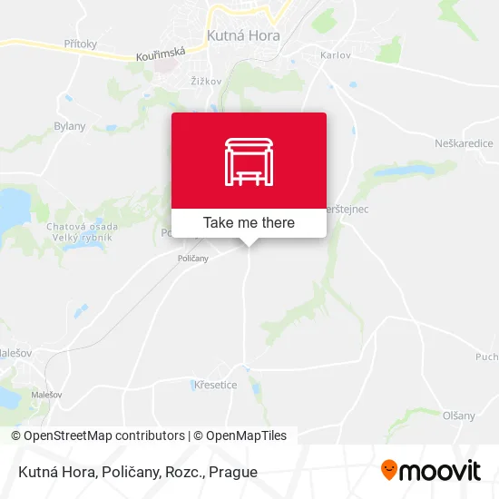 Карта Kutná Hora, Poličany, Rozc.