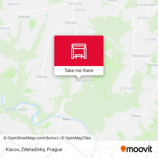 Kácov, Zderadinky map