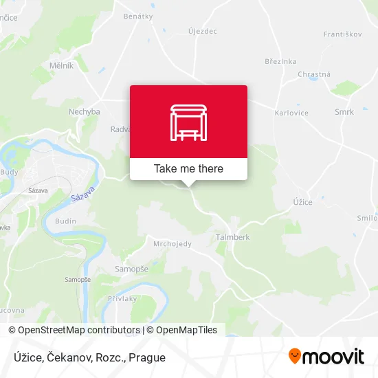 Карта Úžice, Čekanov, Rozc.