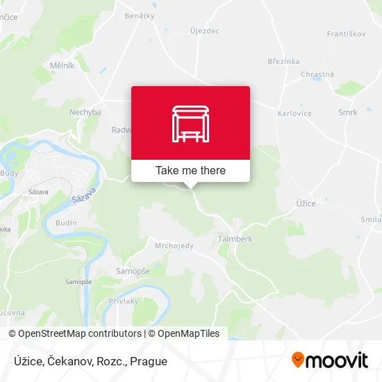 Карта Úžice, Čekanov, Rozc.