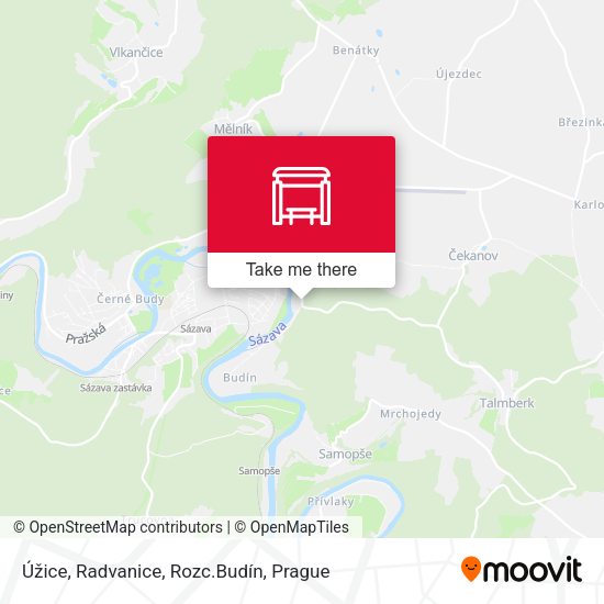Úžice, Radvanice, Rozc.Budín map
