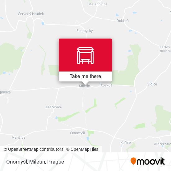 Onomyšl, Miletín map