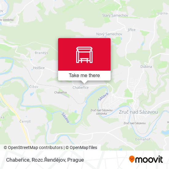 Chabeřice, Rozc.Řendějov map