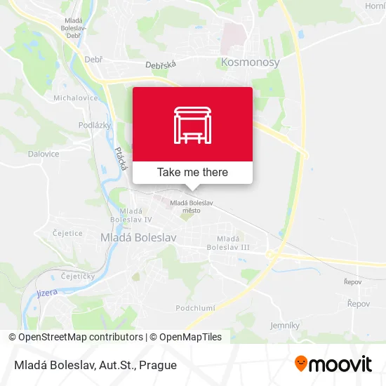 Карта Mladá Boleslav, Aut.St.