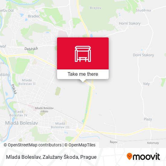 Mladá Boleslav, Zalužany Škoda map