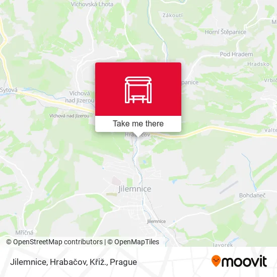 Карта Jilemnice, Hrabačov, Křiž.