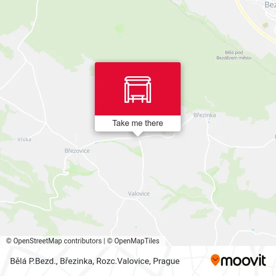 Карта Bělá P.Bezd., Březinka, Rozc.Valovice