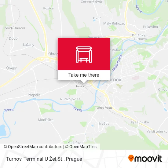 Карта Turnov, Terminál U Žel.St.
